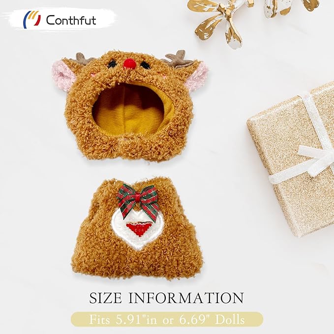 17cm Doll Clothes,Reindeer Outfit for Dolls Accessories,Clothes for Dolls Outfit,Christmas Clothes Set (No Doll)