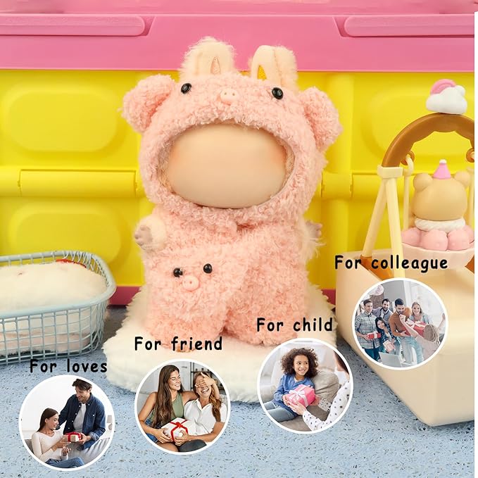 Clothes for labubu 17cm Accessories Suit Cute Clothes for Doll Dress up Animal Style Outfits (NO Doll) (Pig)