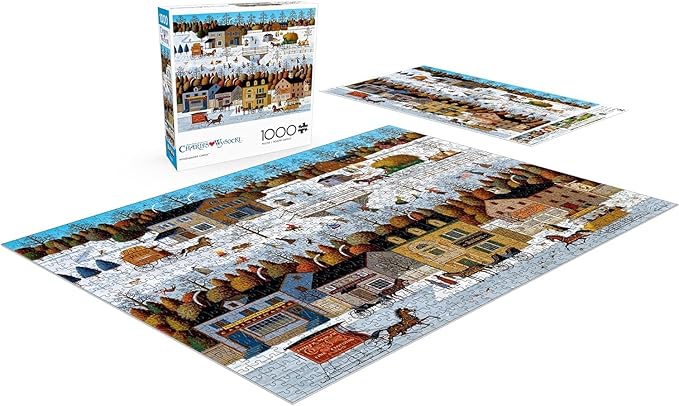 Buffalo Games – Charles Wysocki - Windjammer Canal - 1000 Piece Winter Jigsaw Puzzle - Festive Holiday Puzzles for Adults – Precision-Cut Pieces, Christmas Artwork, and Hours of Fun