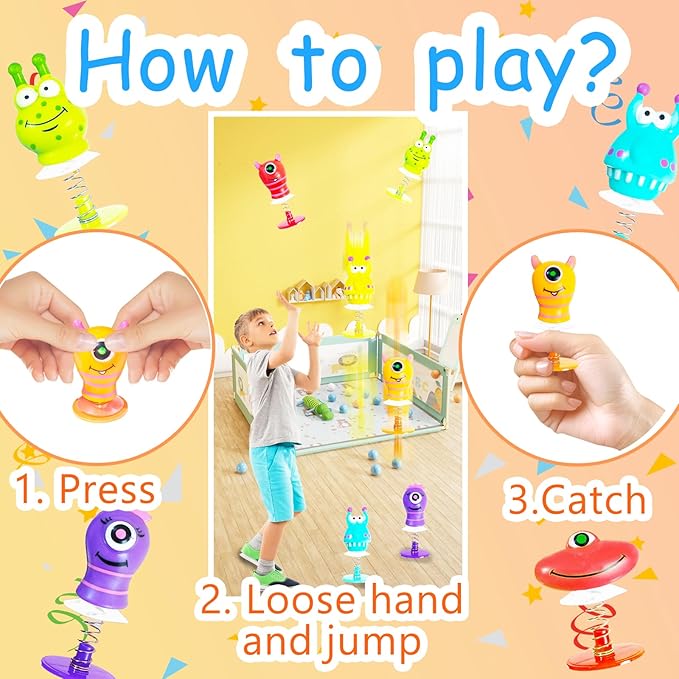 30 PCS Spring Launchers Toys,Big Eye Monster Jumping Popper Toy,Pop Up Bouncy Spring Toys for Kids,Pinata Toys,Goodie Bags,Easter Stuffers,Classroom Prizes Rewards