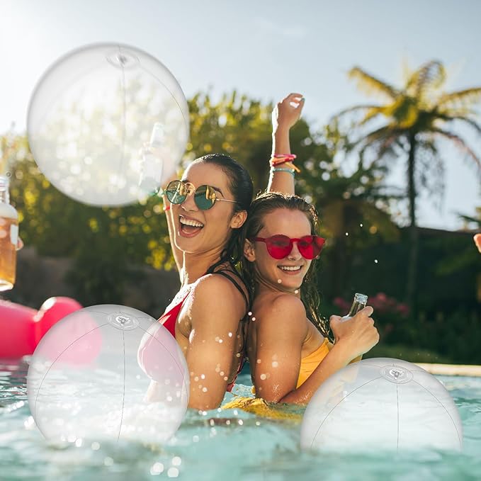 4 Pcs Inflatable Beach Ball 24 inch Swimming Pool Balls Summer Outdoor Decor Ball Ornaments Floatable Beach Balls for Swimming Pool Birthday Party Supplies