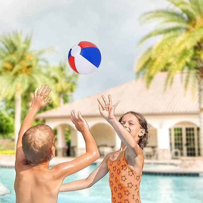 ArtCreativity 8" Patriotic Beach Balls for Kids (Pack of 12) Inflatable Summer Toys for Boys and Girls, Decorations for Hawaiian, July 4th Pool Party Favors
