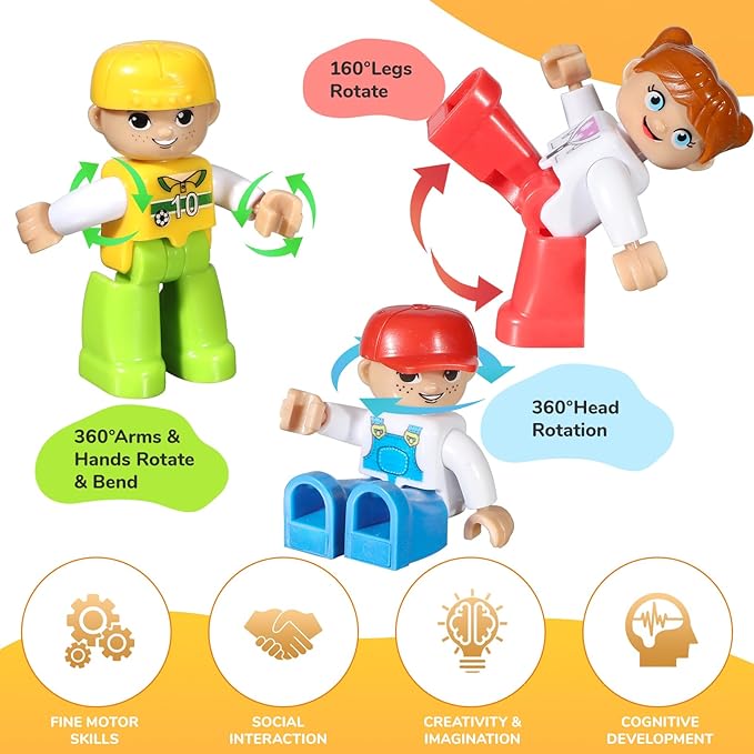 Large Magnetic Figures, 3 Inches Community Figures Set, 12 Pieces Magnetic Play People Magnet Building Toys for Kids Ages 3 4 5 6 7 8+, STEM Learning Toys Magnet Tiles Expansion