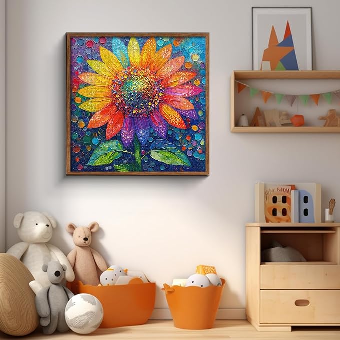 PICKFORU Sunflower Puzzles for Adults 1000 Pieces, Impossible Rainbow Flower Jigsaw Puzzles, Colorful Gradient Plant Puzzle 1000 Pieces as Wall Art Decor