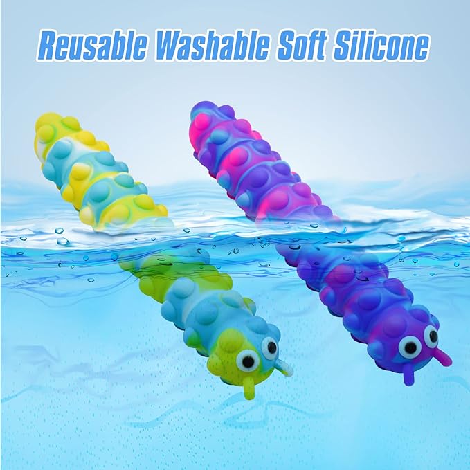 2PCS Pop Bubble Ball Sensory Fidget Toys, 3D Fidget Slug Toy with Light-Up, Silicone Stress Relief Sucker Hand Toys, Office Desk Anti-Anxiety Stretchy Toy for Adults & Kids