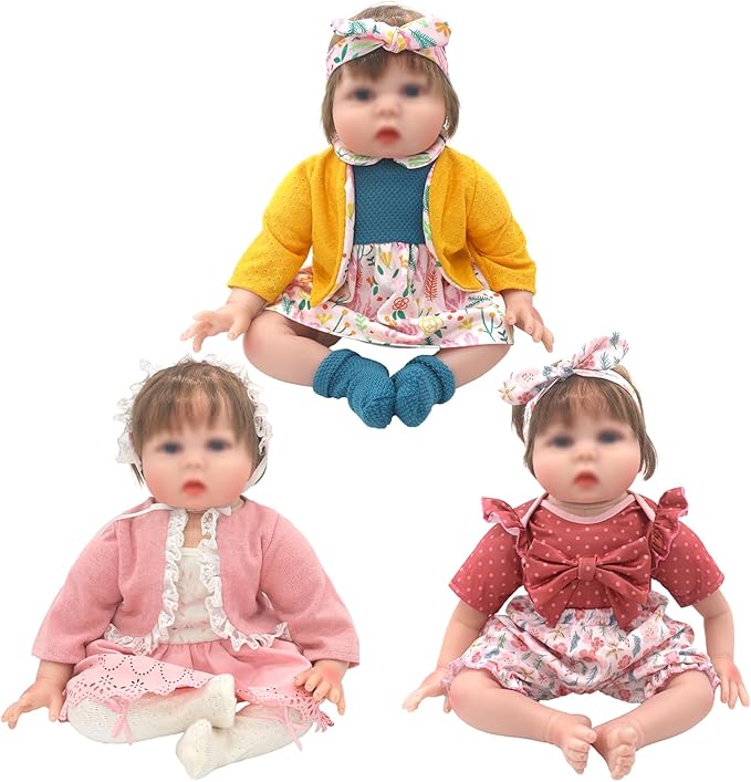 Reborn Doll Clothes for 20-22 Inch Dolls, 3-packs 20 Inch Doll Clothes Accessories with Coat, Headband Socks