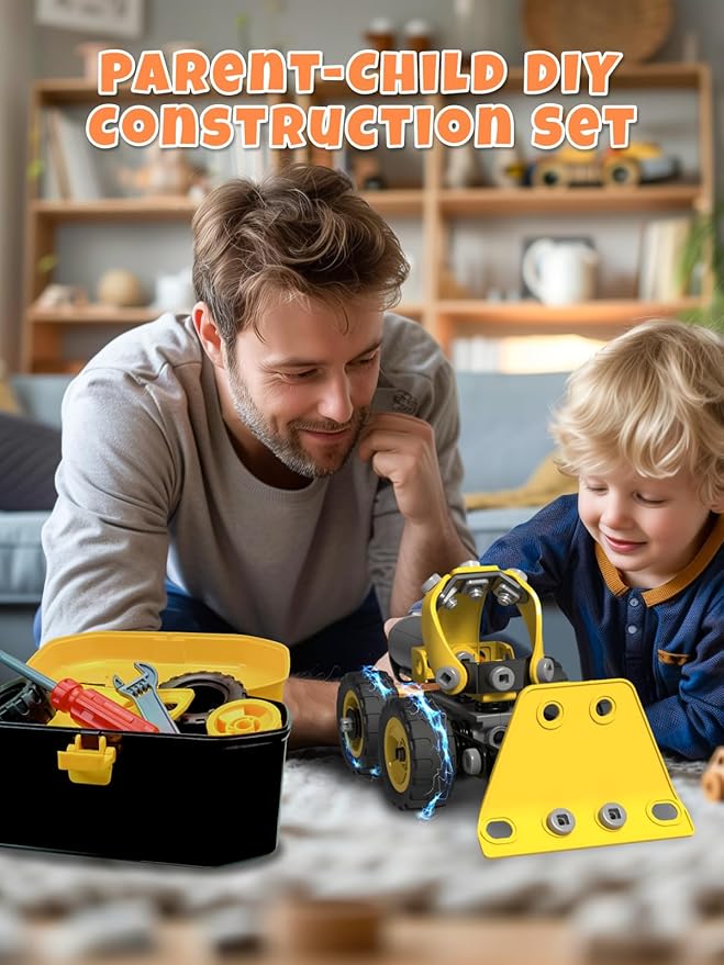 10 in 1 STEM Building Toys for Kids Ages 4-8, Educational Construction Engineering Building Kit for Boys Girls, Motorized Bulldozer Excavator Toy Set