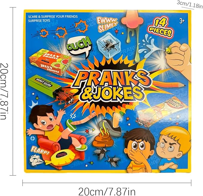 Gag Prank Kit, Funny Joke Toys, 12 Piece Portable Set, Assorted Novelty Practical Joke Gadgets, Party Favors Entertainment Pack, Humor Toy Collection for Kids Friends Adults Home