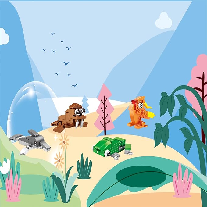 Party Favors for Kids - 24 Pack Animals Building Blocks for Goodie Bags Stocking Stuffers Classroom Prizes Birthday Gifts Toy Building Sets for Kids 6-12yrs