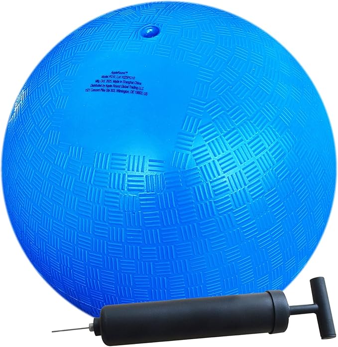 AppleRound 10-inch Playground Ball with Air Pump - Dodgeball, Handball, Kick Ball for Camps and Schools, (Blue)