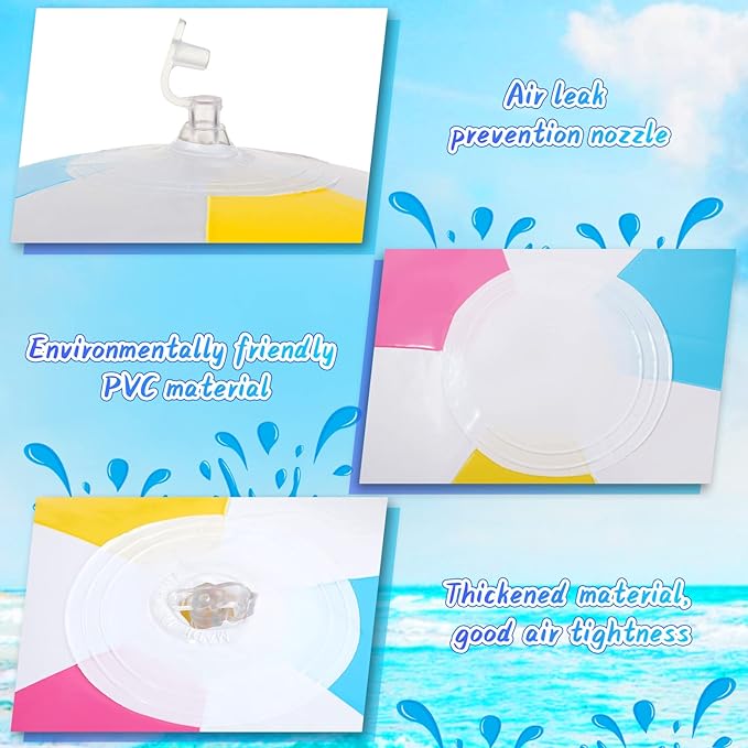 Tatuo Beach Balls 3 Pcs 12 Inch Inflatable Ball Beach Ball Swimming Pool Ball Enjoyable Pool Float Balls for Outdoor Activity Birthday Summer Party Favors Water Toys (Simple Style)