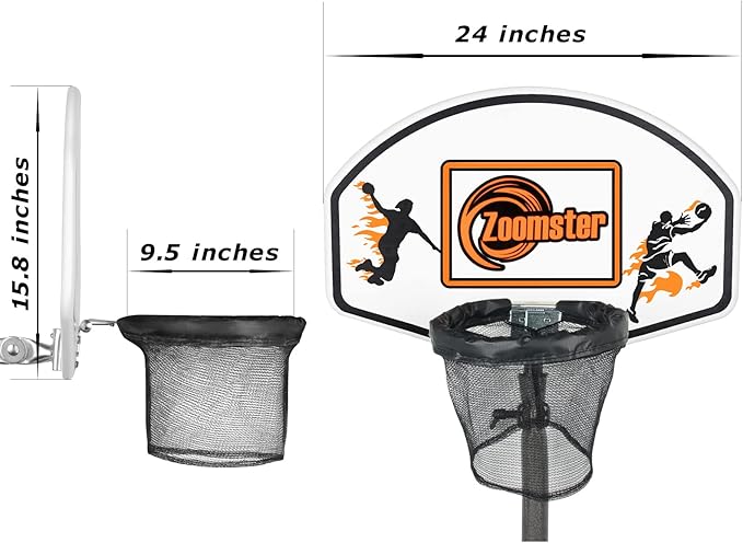 Trampoline Basketball Hoop with Mini Basketball Easy to Install Basketball Hoop for Trampoline Fit for Straight Pole and Curved Pole