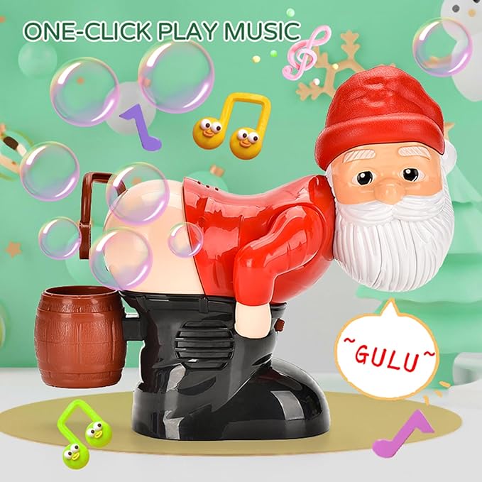 Santa Bubble Butt Blower, Santa Claus Farting Bubble Machine, Funny Automatic Blowing Blower with Music Flashing Lights Colorful Bubbles, Christmas Stocking Stuffers Gift for Kids