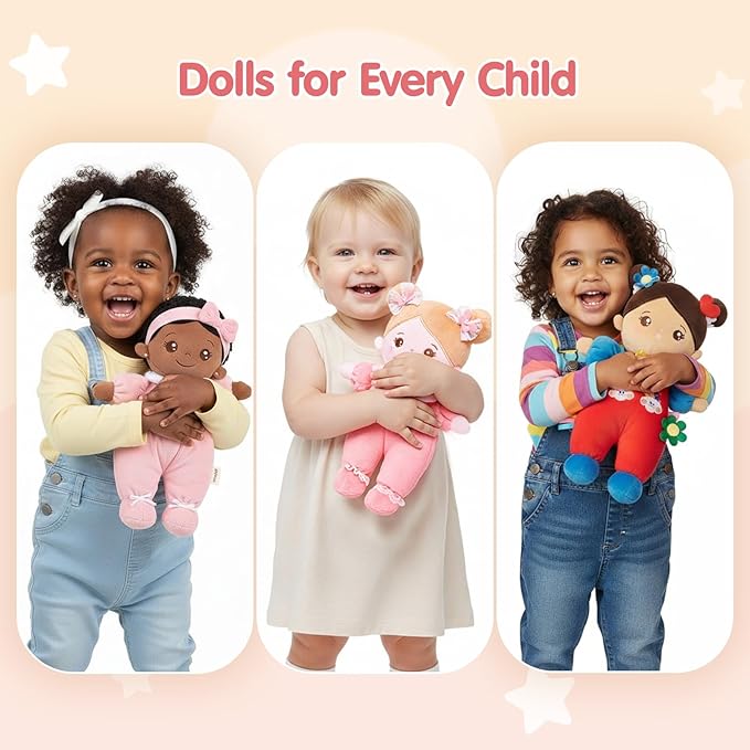 OUOZZZ 10" Black Baby Doll - 1 Year Old Girl Birthday Gifts First African American Baby Dolls for Toddler Girl Toys, Snuggle Buddy for Infants