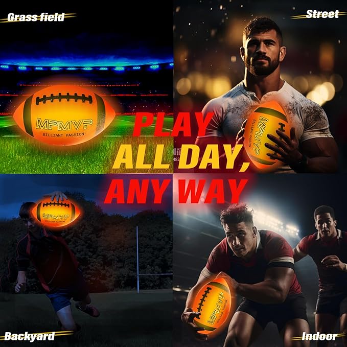 Light Up Football for Boys 8-12, Rechargeable Glow Football Official Size 9 – Great for Graduation Gifts, Outdoor Yard Games, Teen Sports & School Play