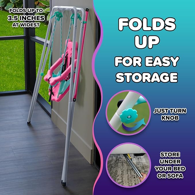 Sportspower FNS-003 My 1st Toddler Swing: Heavy-Duty Baby Indoor/Outdoor Swing Set with Safety Harness, Capacity - up to 50 lbs, Pink/Pale Green