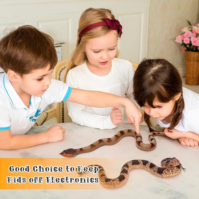 2 Pcs Realistic Snakes Rubber Plastic Snake Prank Snake for Party, Tricking People, Garden Props Decorations, 14in
