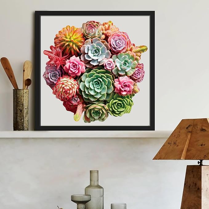 Reouinty Wooden Puzzles for Adults 200 Pieces, Colorful Succulent Jigsaw Puzzle for Mom Grils, Challenging Wood Puzzle, Beautiful Wall Decor, Unique Animal Shaped Puzzles for Family Game 11.3x10.5 in