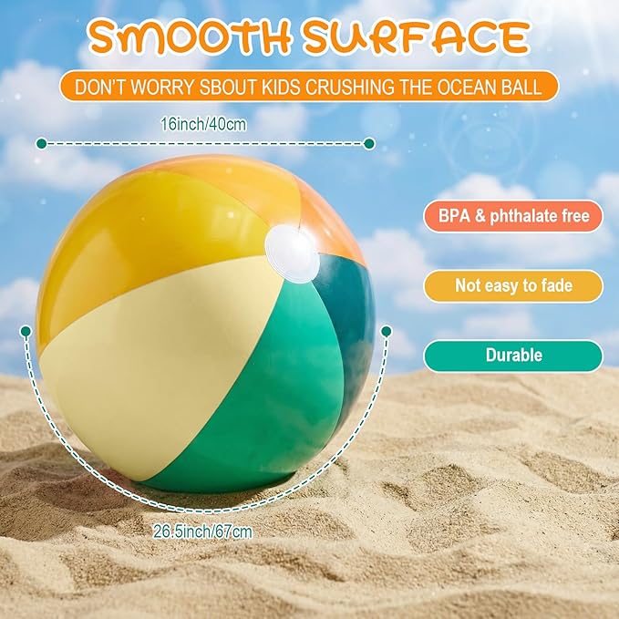 12 Pcs Orange Green Inflatable Beach Balls Bulk for Kid Pastel Jumbo Big Beach Balls Baby Shower Birthday Summer Swimming Party Decorations Favor Water Games(24 Inch)
