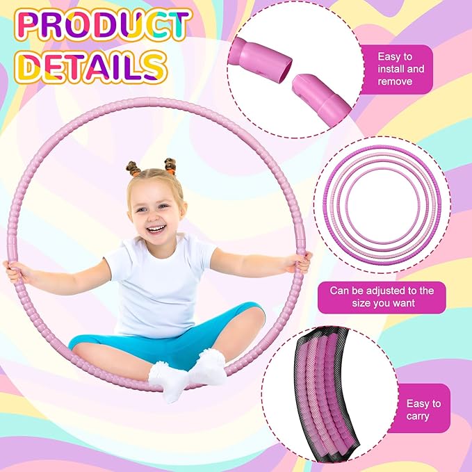 Sratte 8 Pcs Color Hoop Detachable Adjustable Exercise Ring Plastic Hoop for Gymnastics Dog Agility Equipment Party Decor, 4 Colors