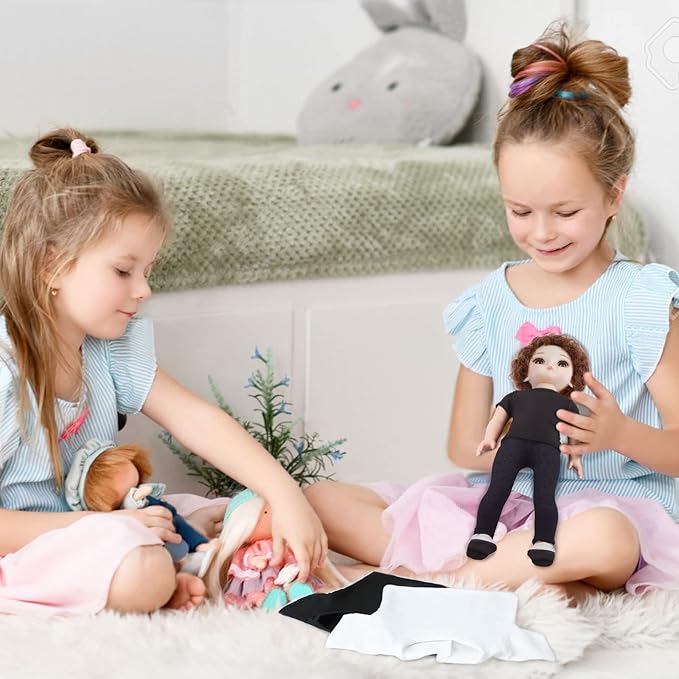 8 Pcs 18 Inch Boy Doll T Shirt Clothes Sublimation 18’’ Doll Outfits Accessories Classical Tee Shirts Fit 18 Inches Doll White and Black for Doll Decoration DIY Pretend Play