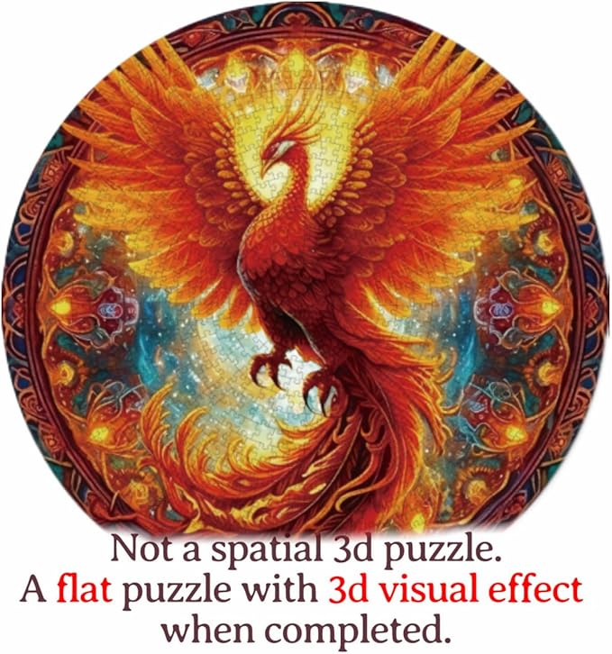 1000 Piece Puzzle for Adult, Phoenix Jigsaw Puzzle 1000 Pieces, Impossible Challenging Fun Puzzle for Adult, Round 26.6 x 26.6 Inch Unique Difficulty Puzzle for Birthday Gift