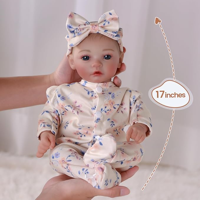 BABESIDE Lifelike Reborn Baby Dolls - 17-inch Cute Realistic Baby Doll Newborn Soft Cuddly Real Life Baby Dolls with Accessories for Kids Age 3+