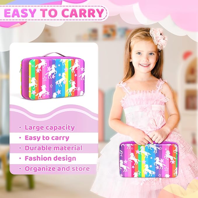 Stylish Travel Case for 12 Inch Fashion Dolls - Storage Solution with Pockets for Doll Accessories - Best for On-The-Go Travel (3-Rainbow)