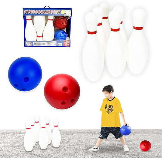17 Inch Huge Bowling Set with Storage Bag – 6 Giant Pins, Outdoor & Indoor Backyard Game for Kids, Family Party, Birthday Gift Ages 5+ – Amazon Exclusive