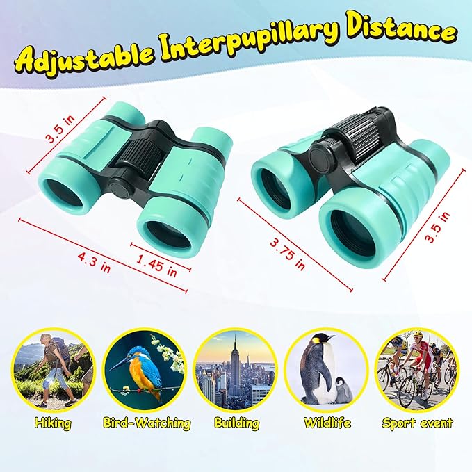 ESSENSON Binoculars for Kids Toys Gifts for Age 3-12 Years Old Boys Girls Kids Telescope Outdoor Toys for Sports and Outside Play Hiking, Bird Watching, Travel, Camping, Birthday Presents (Mint Green)