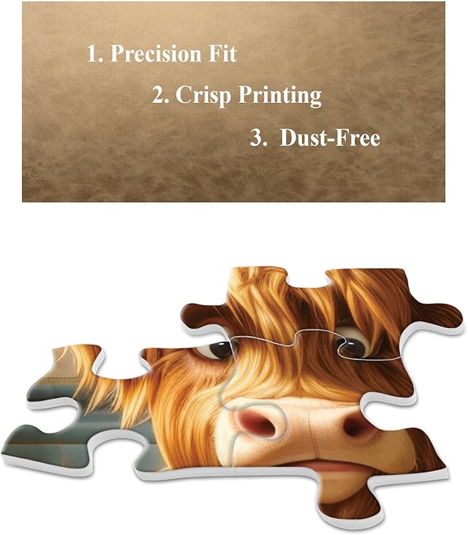 Funny Highland Cow Puzzle for Adults 1000 Pieces, Cute Reading Book Animal Jigsaw Puzzle, Bathroom Toilet Paper Puzzle