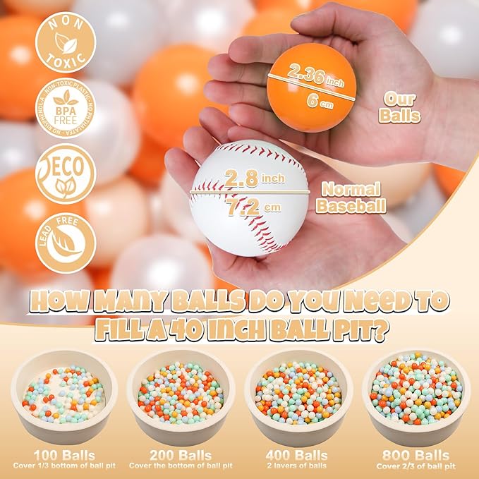 GOGOSO Ball Pit Balls for Toddlers Kids Plastic Balls for Ball-Pit Playpen Pool Baby Play Pastel BPA-Free Non Toxic Play Pastel Crush Proof Bal 50 100 200 500 1000 Count