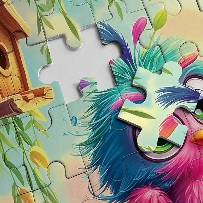 Funny Bird Puzzles for Adults 1000 Pieces Nature, Colorful Chick Flower Garden Art Jigsaw Puzzles, Cute Wildlife Aesthetic Impossible Hard Difficult Puzzle