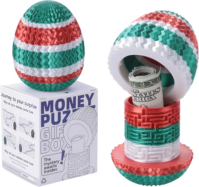 Maze Egg Money Puzzle Gift Box: Available in 4 Unique Internal Designs - Secret Cash Holder & Surprise Gift Container for Easter, Birthday, Wedding - Fun Brain Teaser Toy for Kids & Adults
