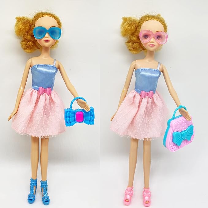 70PCS Doll Accessories 50 Pairs Doll Shoes 10 Handbags 10 Doll Glasses Replacement Fashion Playset Accessories Different Assorted Colors High Heel Boots Sandals for 11.5 Inch Girl Dolls