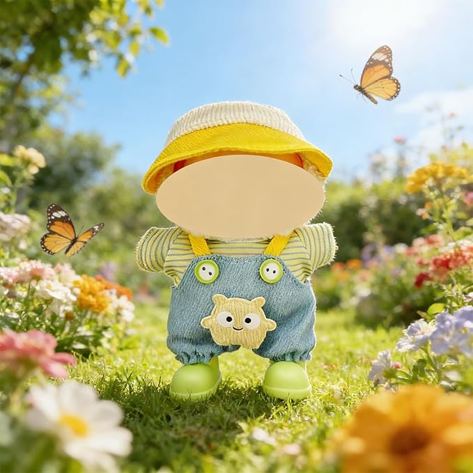 Ezcora 17cm Doll Clothes Overalls Outfit Set, Include 5 Styles with Hats, Headphones, Shoes and Bag, Cute Dress Up Accessories for Doll Play and Display, (No Dolls)