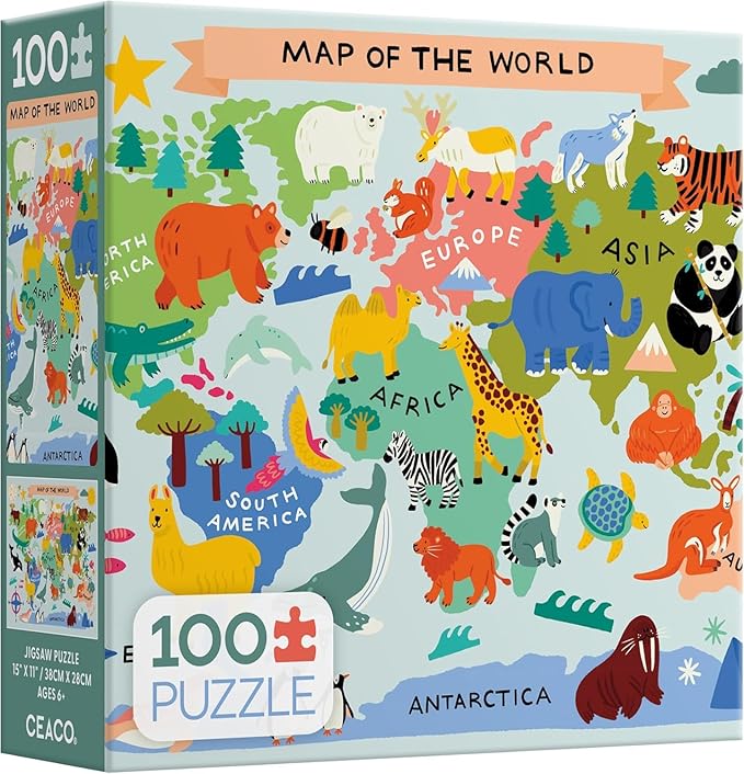Ceaco - Animal Map - 100 Piece Jigsaw Puzzle