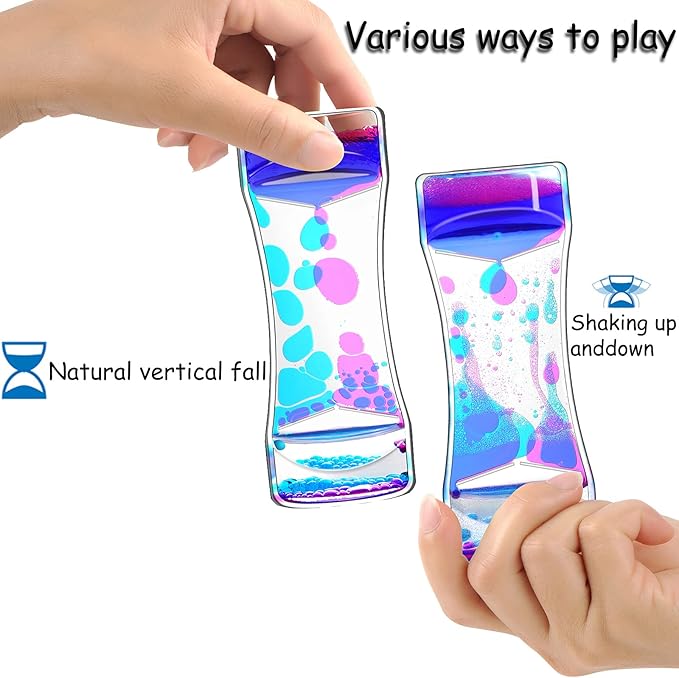 FKYTION Liquid Motion Bubbler Timer Pack of 6 Great Colorful Hourglass Sensory Anxiety Toys for Autism, Calm Relaxing Desktop Toys