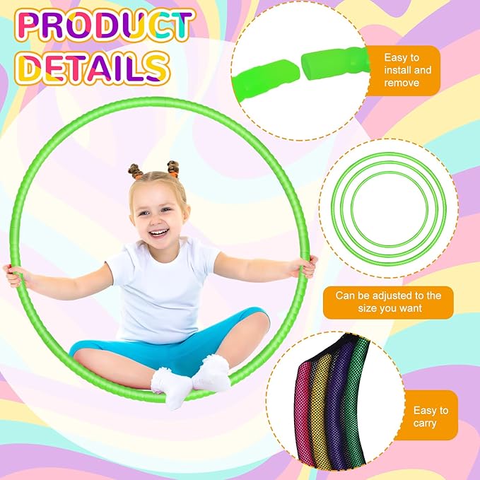 2 Pcs Toy Hoop Exercise Hoop Detachable Adjustable Plastic Toy Ring Playground Equipment for School Colored Circles Exercise Ring for Teens Dog Agility Equipment(Green,23 Inch)