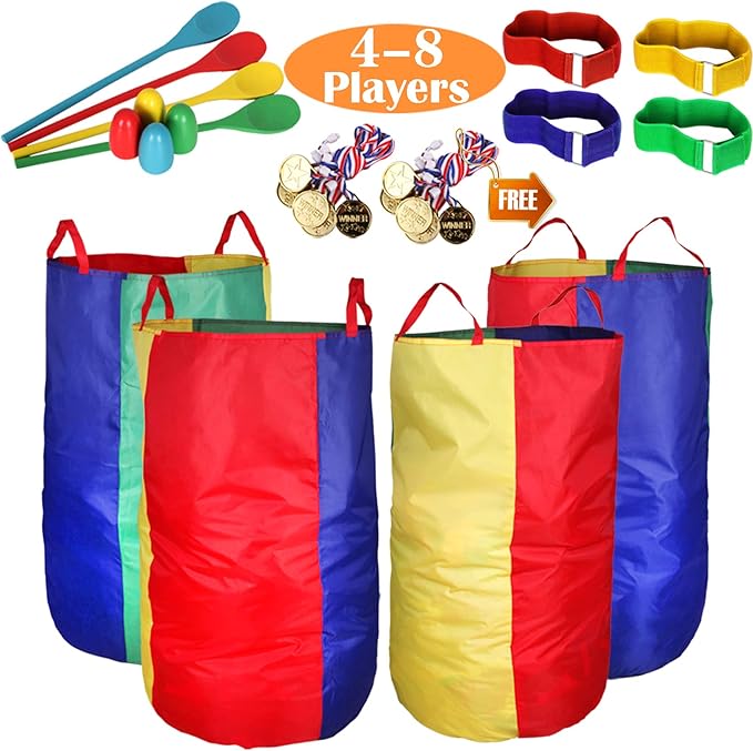 CWLAKON Outdoor Games, Potato Sack Race Bags for Kids Adult, Egg Spoon Relay Race, 3 Legged Race Sport Fan Game Day, Birthday Party Field Family Reunion Carnival Outside Yard Lawn Easter Fall Festival