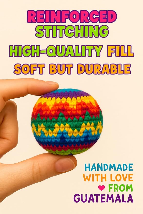 Funny Guy Mugs Hacky Kick Ball Sacks, Multicolored Crochet Assorted Geometric Pattern Hacky Ball, Foot Bag Kick Sack, Indoor and Outdoor Toys for Kids and Adults, Set of 6
