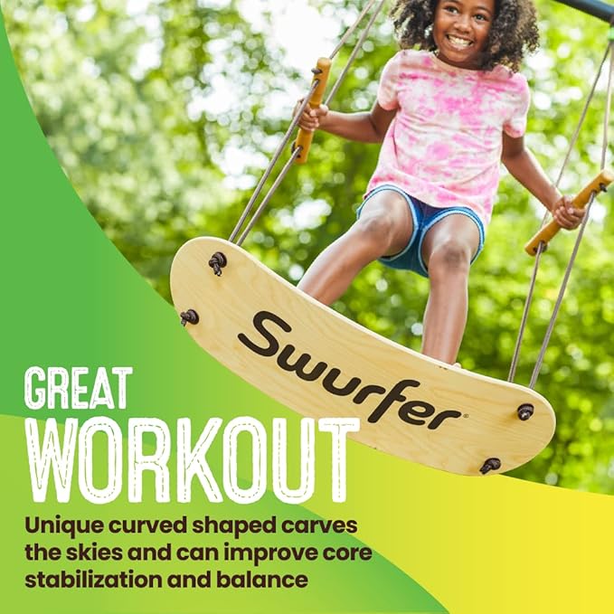 Swurfer Stand Up TreeSkate Outdoor Swing - Tree Swing for Kids with Adjustable Handles, Kids Outdoor Play Equipment, Durable, Weatherproof, Easy Installation, Holds Up to 200 lbs, Ages 6+ (Original)