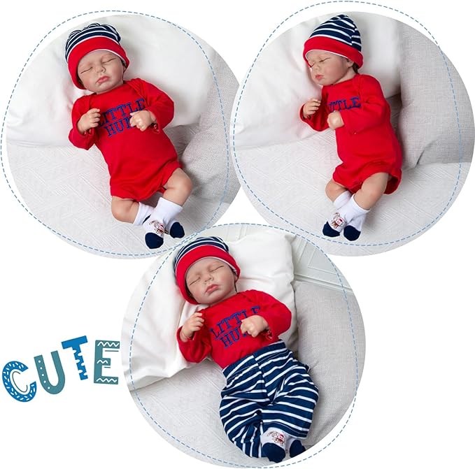 4 Pcs Reborn Baby Doll Clothes Set for 17-22 Inch Girl and Boy Newborn Dolls, Reborn Baby Outfit Accessories with Hat and Socks Cute Red Clothes Suit