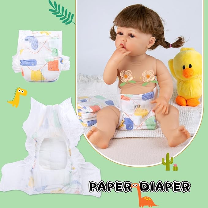 12 Pcs Reborn Baby Doll Clothes Accessories for 17-22 Inch Toddler Doll Boy Dinosaur Outfits with Backpack Diapers Reborn Baby Accessories Green Babydoll Clothes