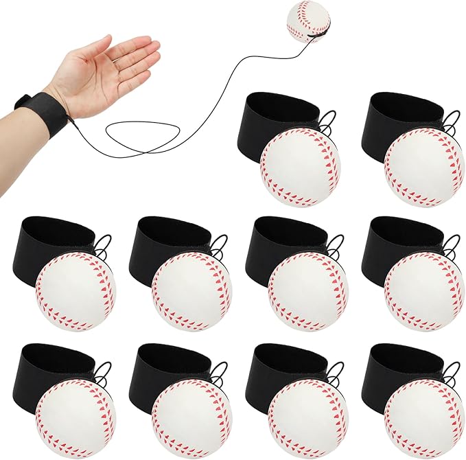 5/10/20/40 PCS Baseballs Wrist Return Ball on a String 2.36 Inch Rebound Bouncy Ball with Strap Sport Soccer Tennis Party Favors, Wrist Exercise, Outdoor Fun Activity for Kids & Adults