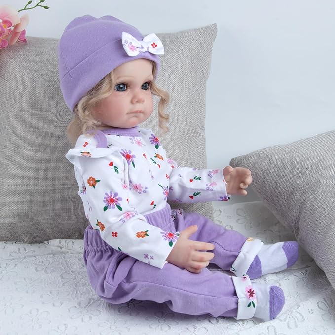 Reborn Baby Doll Clothes 4 Pieces 20-22 Inch Reborn Newborn Baby Doll Purple Clothes Sets 22 Inch Doll Clothing Accessories