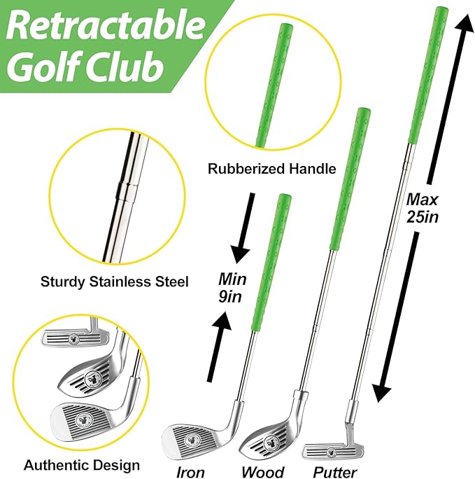 Liberry Toddler Golf Set, Retractable Toy Golf Clubs with Putting Mat & Storage Bag for Kids Ages 2 3 4 5, Indoor and Outdoor Sports Games Birthday Gift for Boys Girls