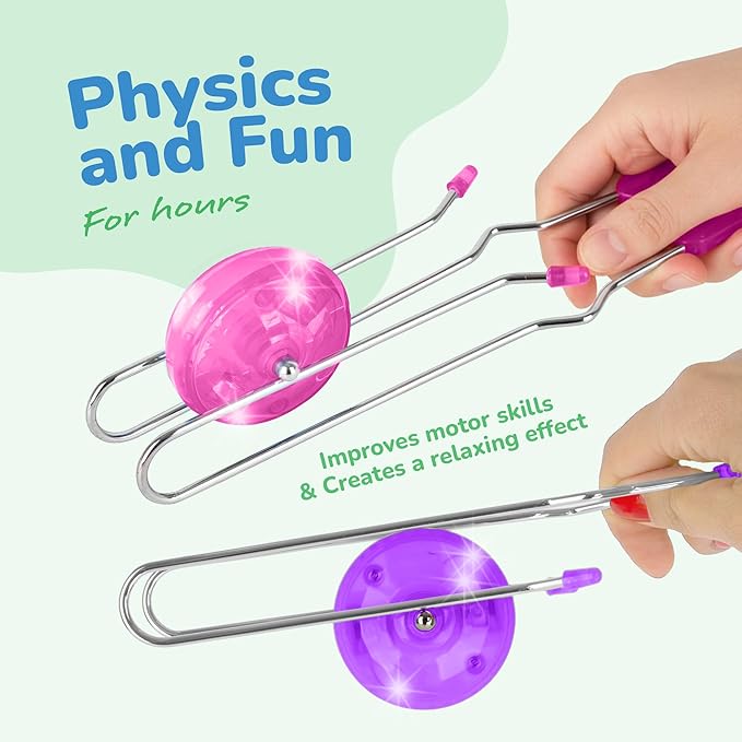 ArtCreativity Retro Light Up Gyro Wheels Toy - 2 Pack 8.5 Inch - Stocking Stuffers, Sensory Fidget Toys, Kids Classic Vintage Nostalgia Yoyo, Autism-Friendly Gift, Fun for Boys & Girls