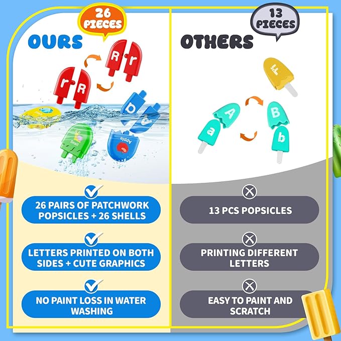 Alphabet Learning Toys 78 Pcs Ice Cream ABC Letter Matching Toy for Toddle Preschool Montessori Toy Smart Color Sorting Educational Toy for Kids 2 3 4 5+ Years Old