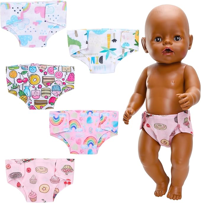 5 PCS Baby Doll Diapers Underwear for 12-15 Inch Reborn Baby Dolls, Multi-colored, Includes 5 Materials, Fits 12-15 Inch Dolls, Practical Gift, Enhances Doll Play
